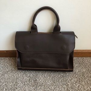 Genuine leather dark brown messenger bag